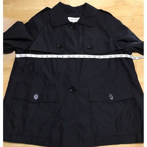 NWT Calvin‎ Klein Women's Size Large Black Button Up Coat Jacket Water Resistant - Picture 4 of 7
